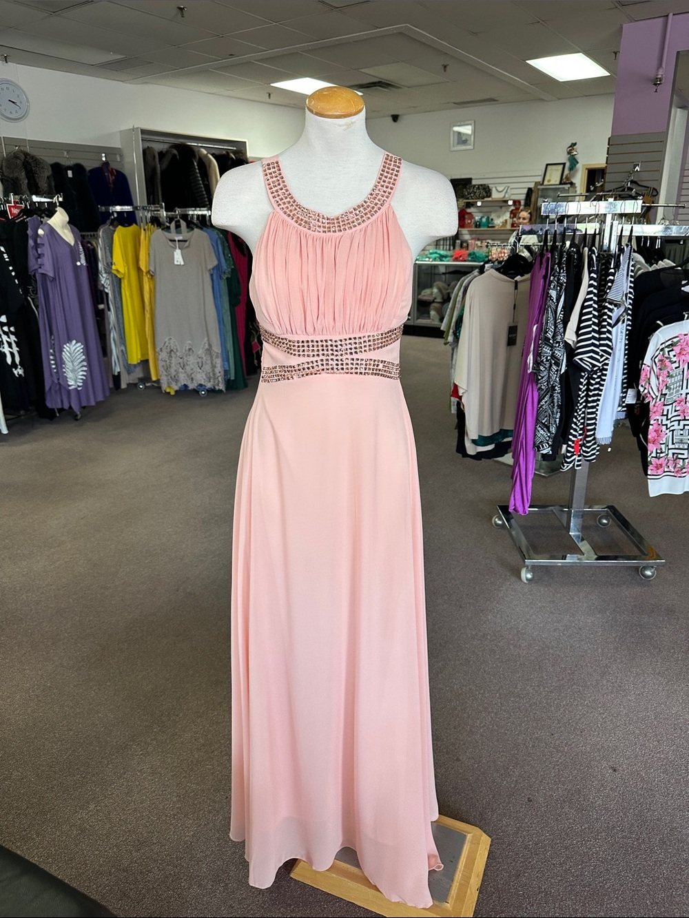 Blush Pink Embellished Waist Maxi Dress size S, M, L
